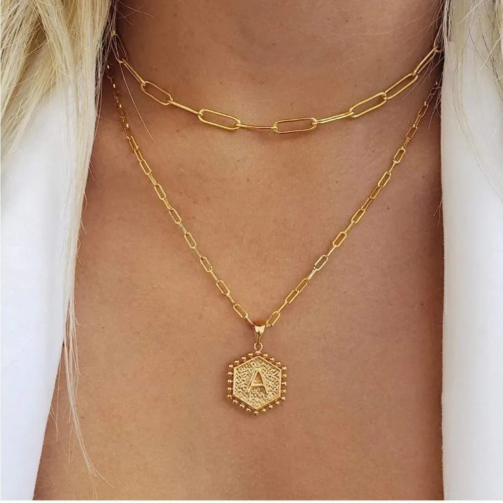 14K Plated Initial Layered Necklaces
